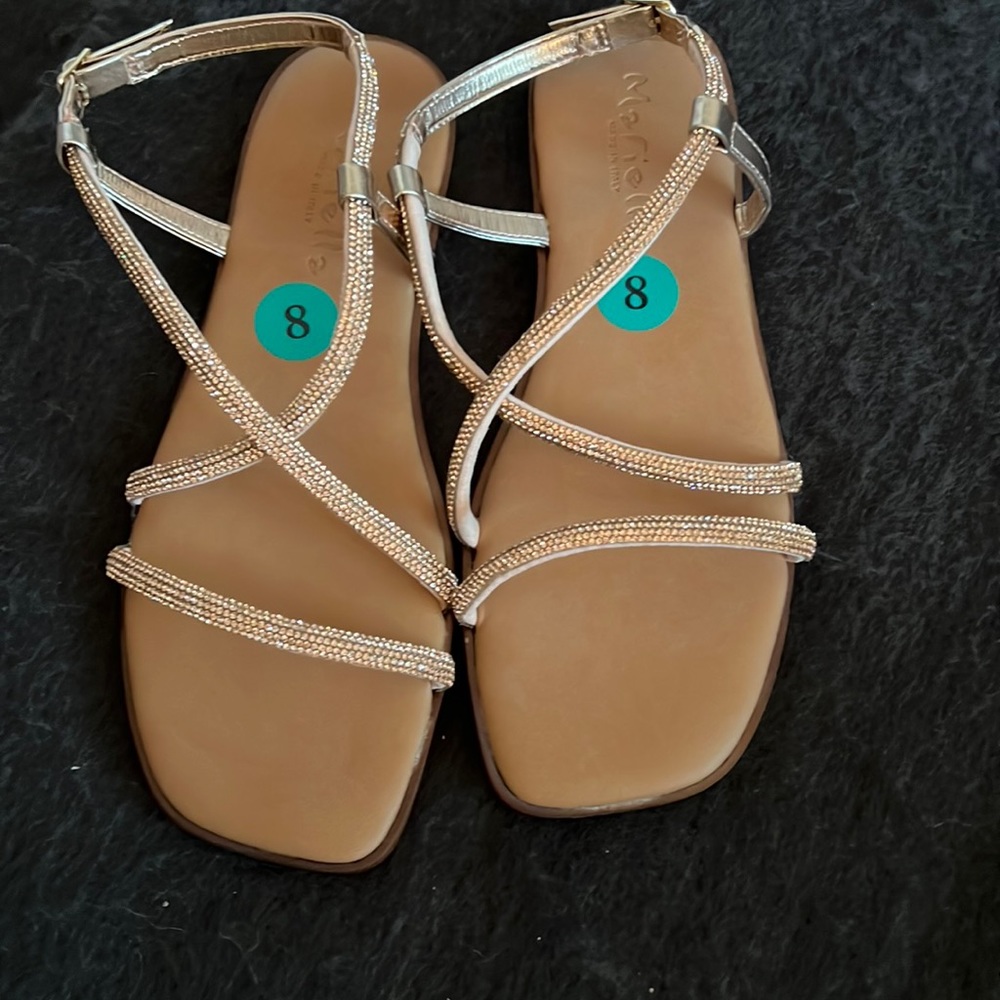 Bronze sparkle strapped sandals